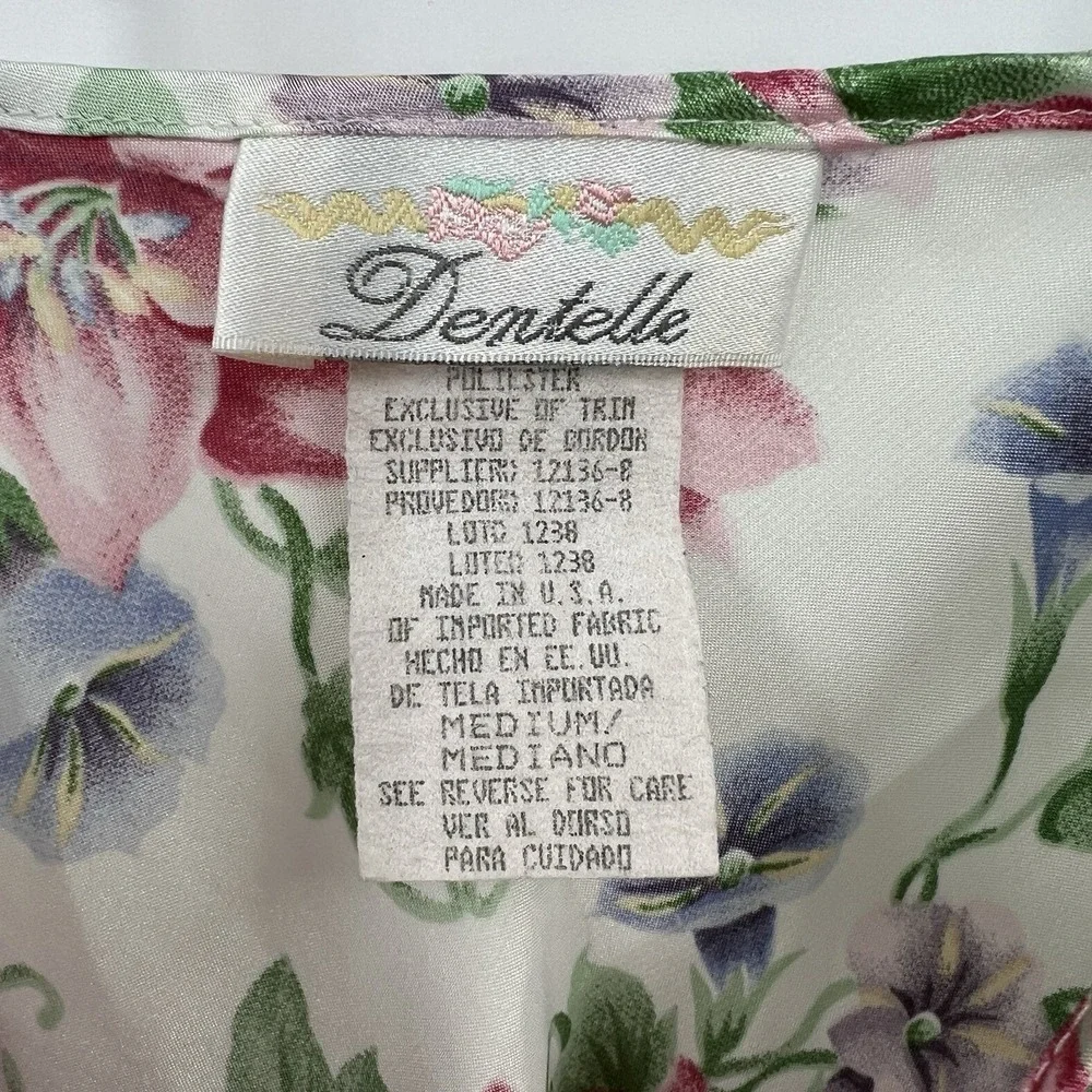 Dentelle Vintage 90s Y2K Floral Satin Slip Dress Nightie‎ Romantic Size Medium